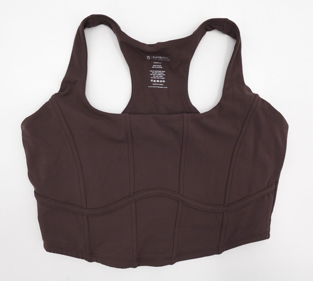 Buffbunny Collection Tank Top Womens Large Brown Cropped Racerback Athletic